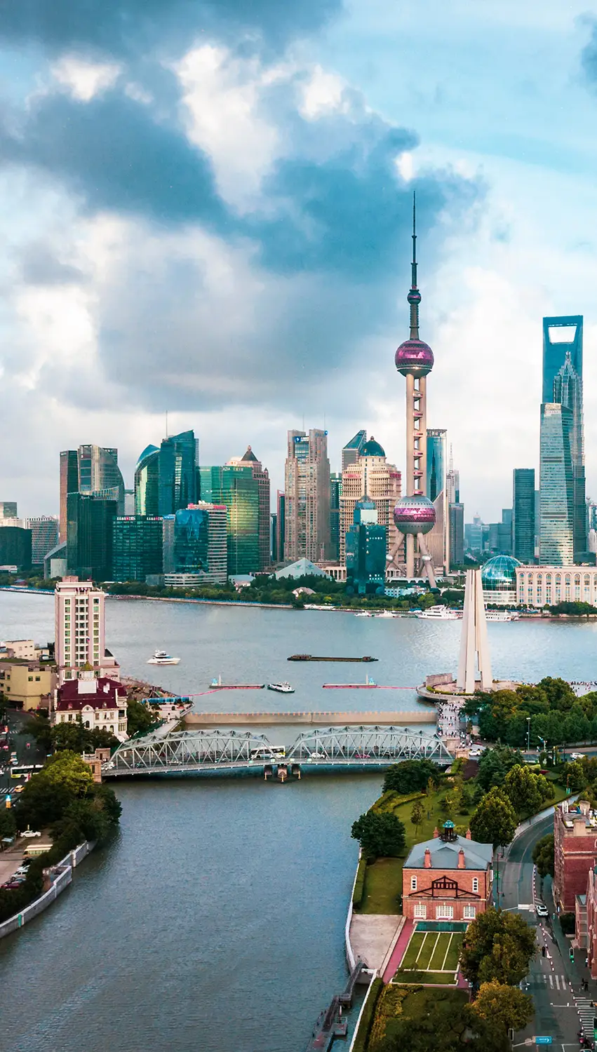 Skyline of a historic, modernized city