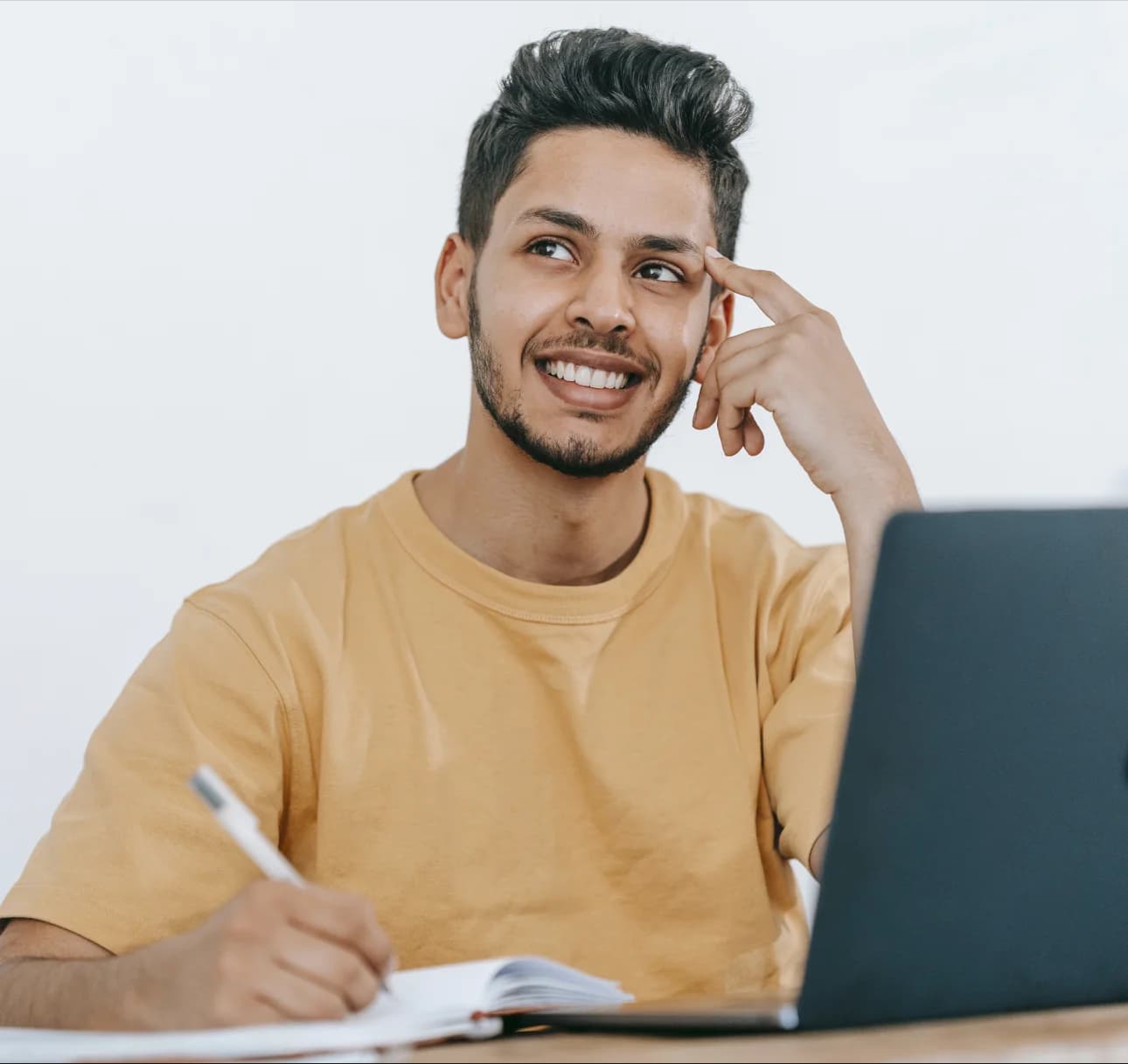 Young man working on laptop