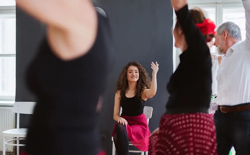Expressive arts work takes shape through movement and presence